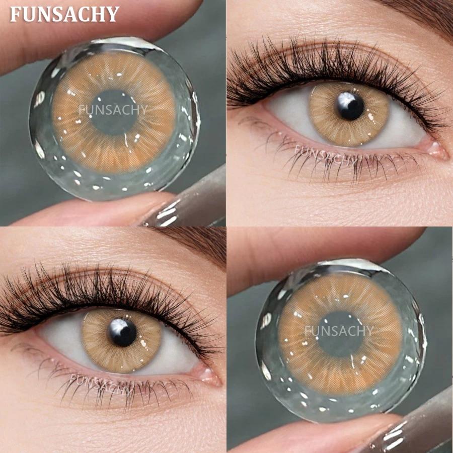 FUNSACHY 2 szt. Nowe Kolorowe Soczewki Kontaktowe do Oczu Zielone Niebieskie Brązowe Soczewki Miękkie Soczewki EyeBeauty Kosmetyki do Źrenic Naturalny Kolor Soczewki