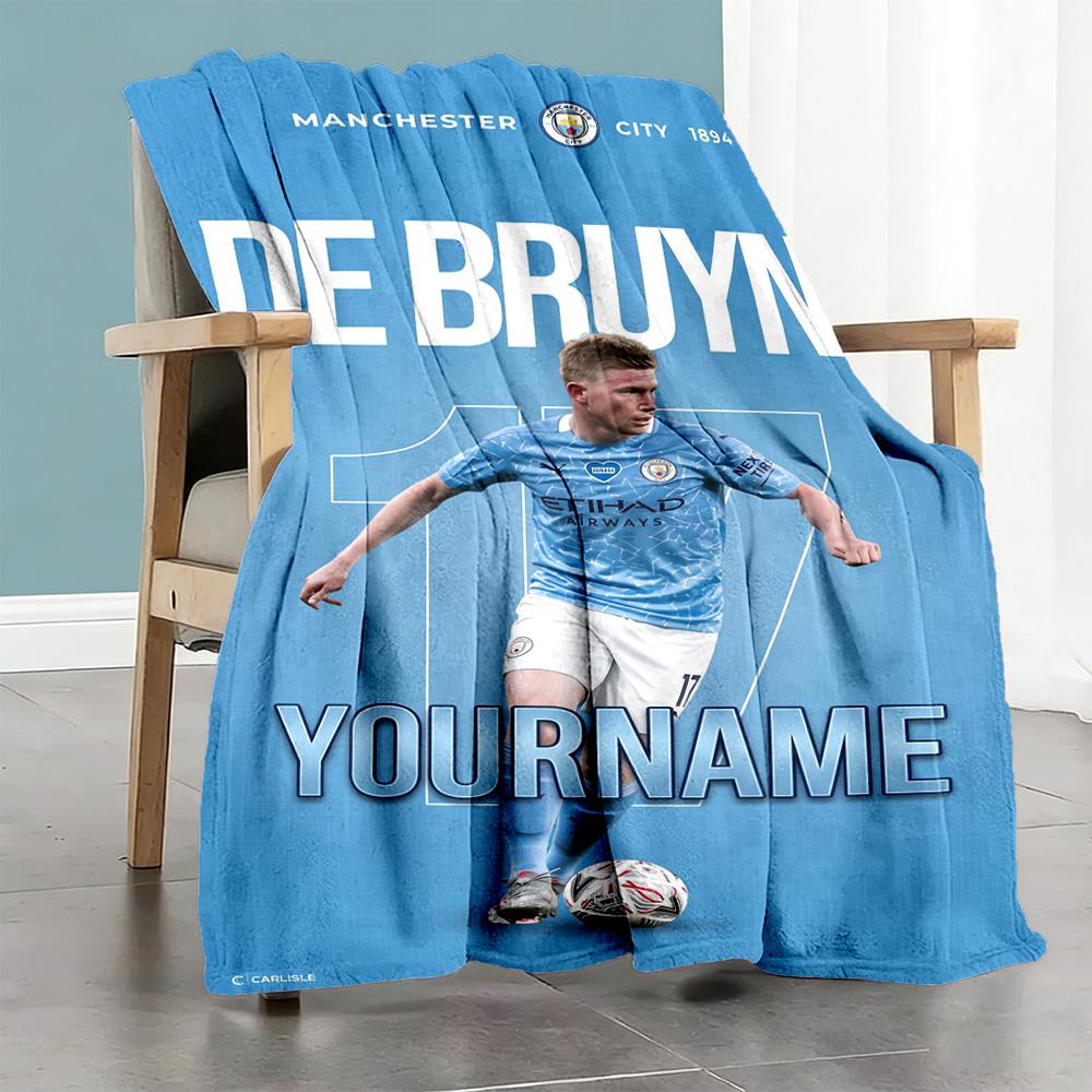 Manchester City Personalized Name Blanket Lightweight Personalized Blanket Soft & Cozy for Home Decor Couch Living Room Livingroom All-Season Use