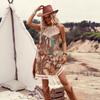 Women Casual Lacework tassel Strap Beach Bohemian Paisley Printed Loose One Piece Dress