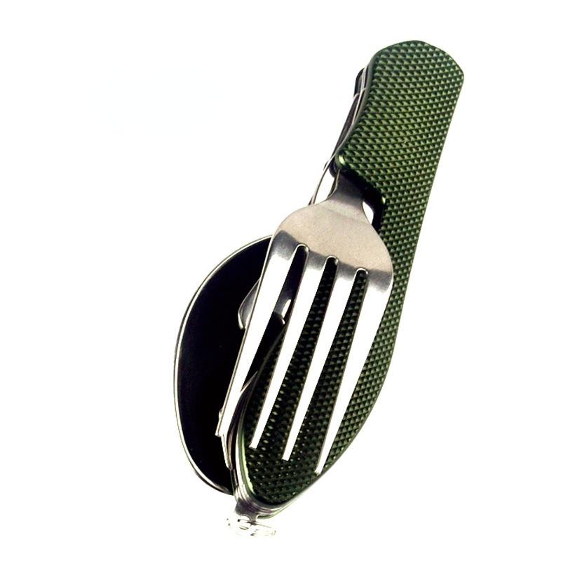 4-in-1 Stainless Steel Spoon Knife Fork Bottle Opener Foldable Pocket Kit Outdoor Cutlery Set Foldable Portable Compact