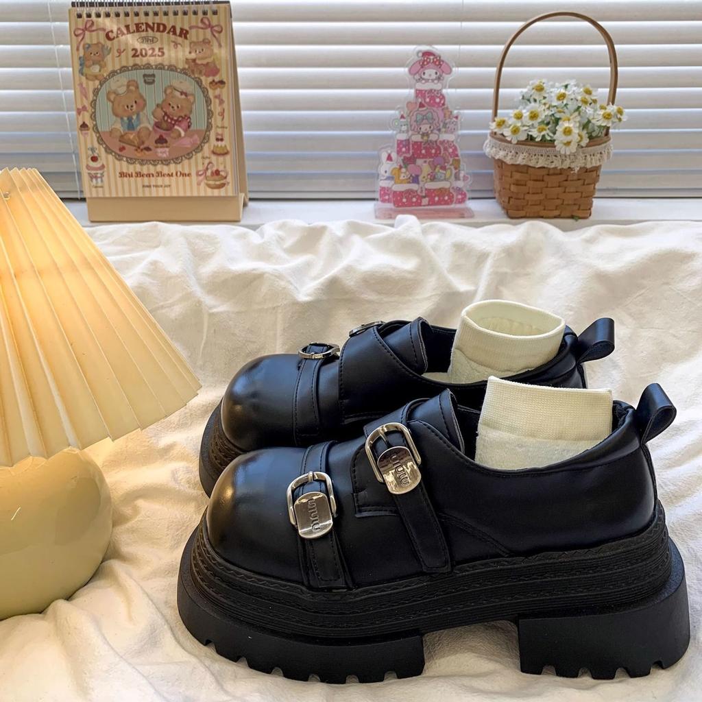 Thick-soled heightening love small leather shoes women's 2025 autumn new retro small commuter Mary Jane love single shoes