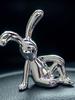 Cartoon Bunny Sculptures Modern Style Bunny Art Crafts Silver Nordic Rabbit Statue Living Room Decoration