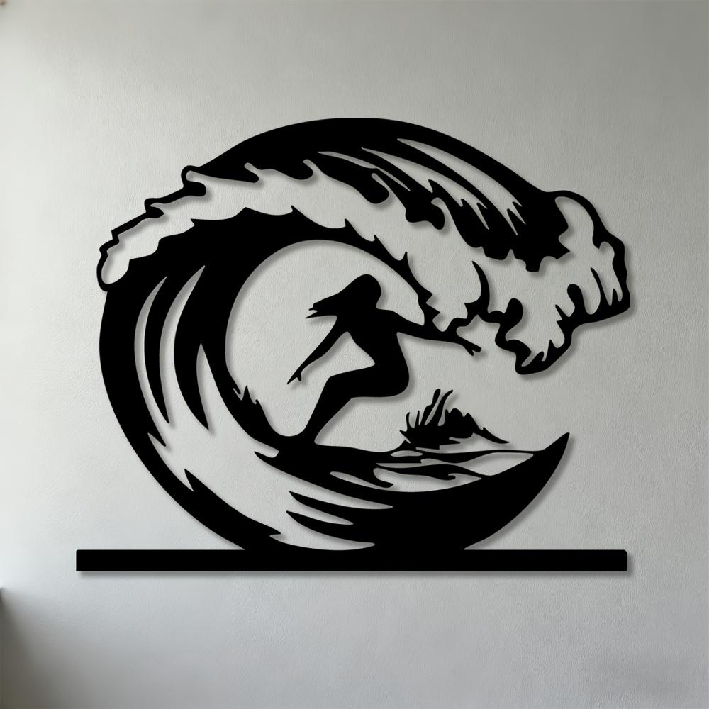 

Wall Decor Metal Art Surf Wave Flat Iron Sculpture for Living Room Bedroom Office