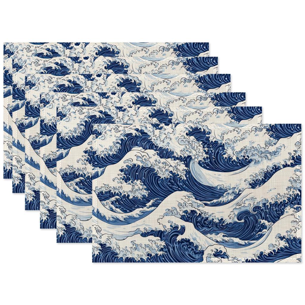 Vintage Magnolia Placemats Set of 6,Waterproof Heat Resistant Dining Table Plate Mat for Home Kitchen Dining Table 12x18Inch