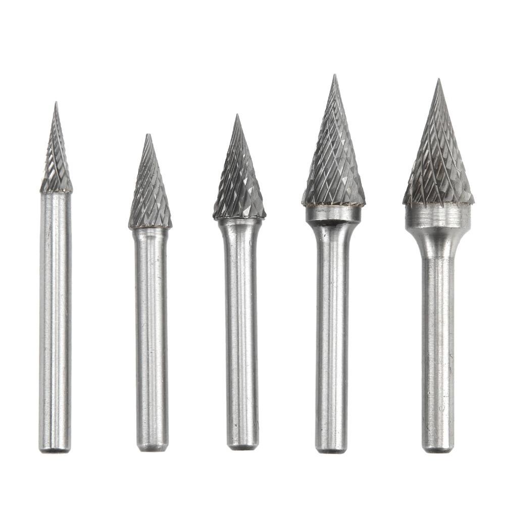 5PCS Double Cut Carbide Rotary Burrs 6mm Shank Carbide Burr Set Carbide Cutting Heads  Auto Shop