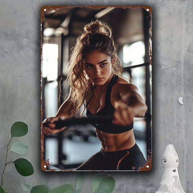 Gym Motivation Metal Tin Sign Fitness Weightlifting Dumbbell Wall Art Decor Home Gym Garage Man Cave Poster Painting