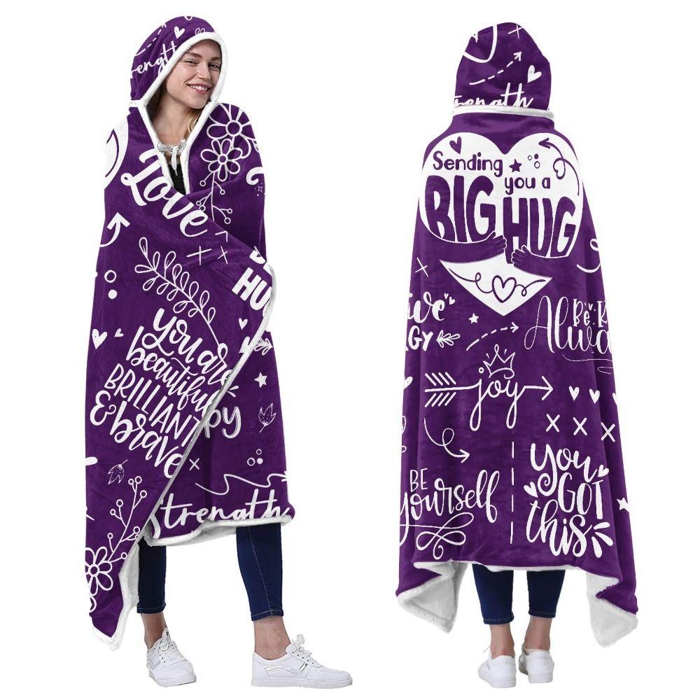 

Double-layer Air Conditioning Blanket Flannel Nap Blanket Big Hugs Blanket Hoodie Birthday Gifts фіолетовий