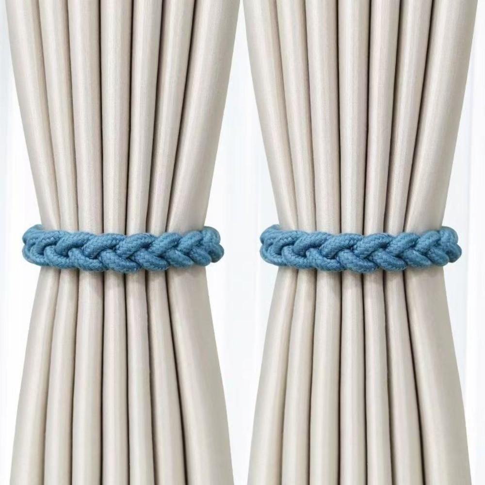 1 Pair Adjustable Braid Curtain Straps Boho Style Curtain Buckle Magnetic Curtain Tieback Homestay