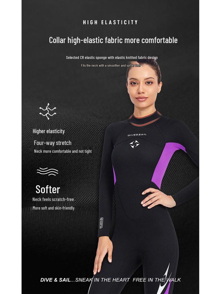 DIVE&SAIL 3MM Unisex Long-Sleeve Wetsuit for Diving & Surfing