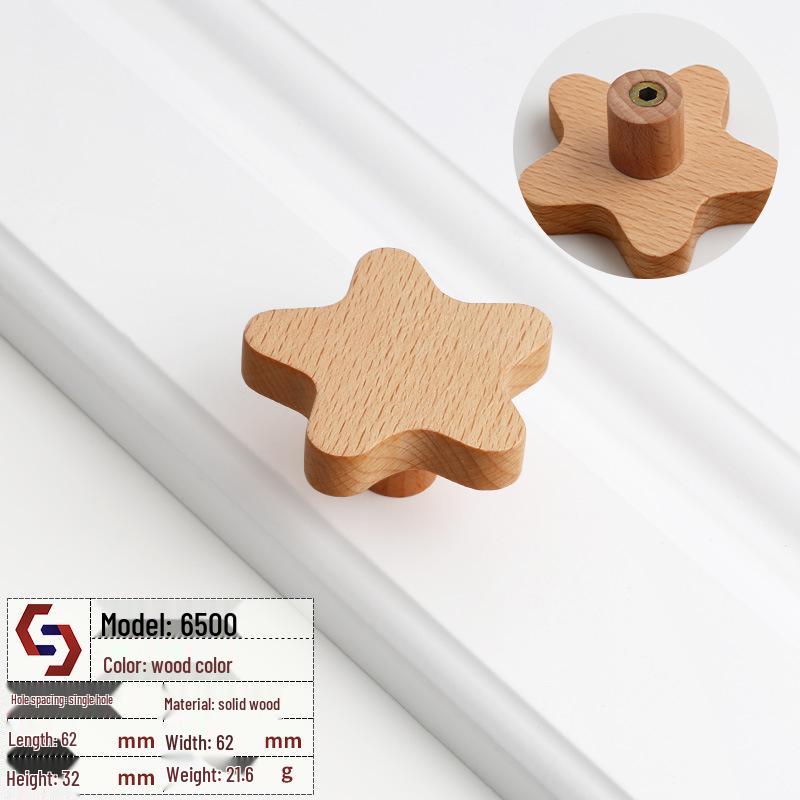 Creative Solid Wood Animal Door Handle for Children's Room Wardrobe, Drawer, and Cabinet