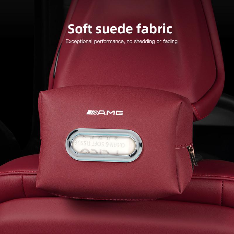 Car Seat Back Tissue Box Auto Leather Tissue Holder For Mercedes Benz AMG Smart W205 C300 W203 W206 W108 W124 W126 Keychain