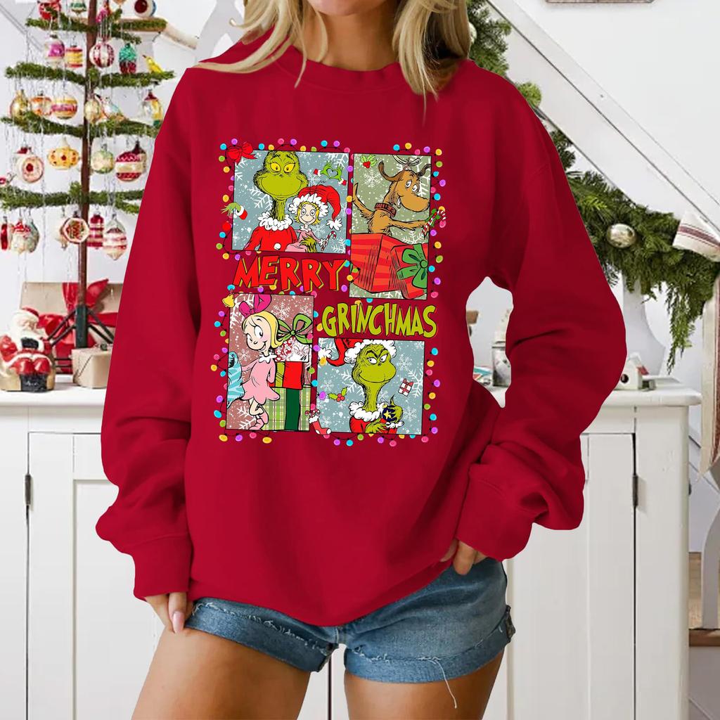 Women's Loose Comfortable Casual Fashionable Character Printing Round Neck Long Sleeved Sweatshirt