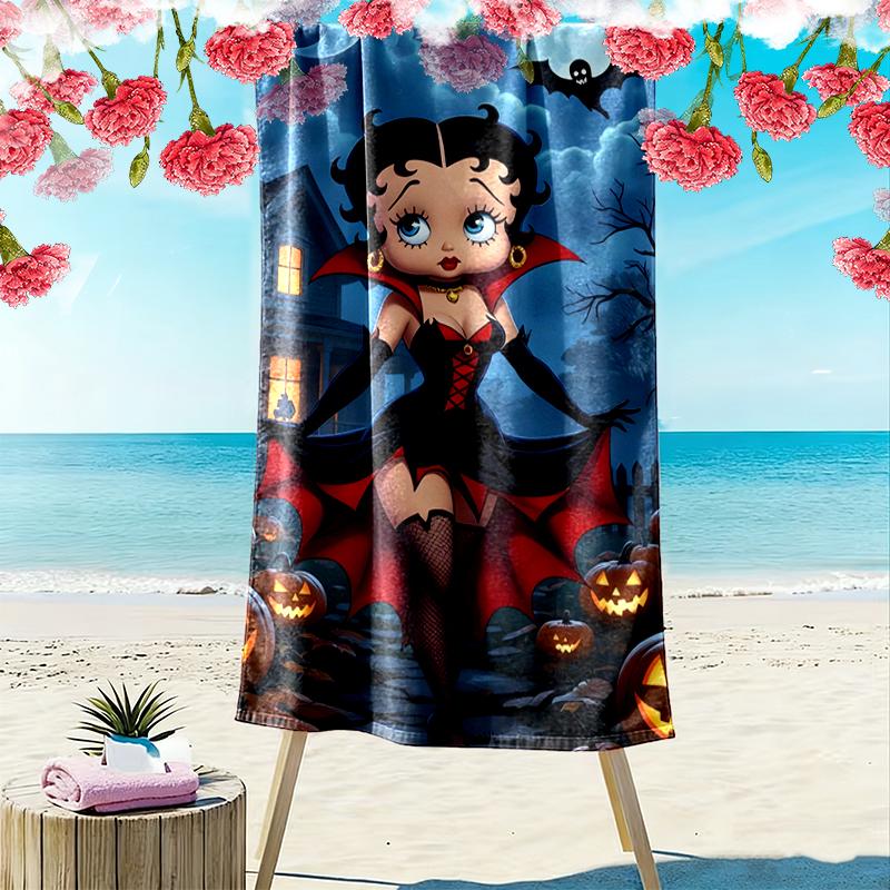 1pc Betty Boop Beach Towel Ideal Birthday Gift For Family, A Vibrant Beach Towel Suitable for Outdoor Activities