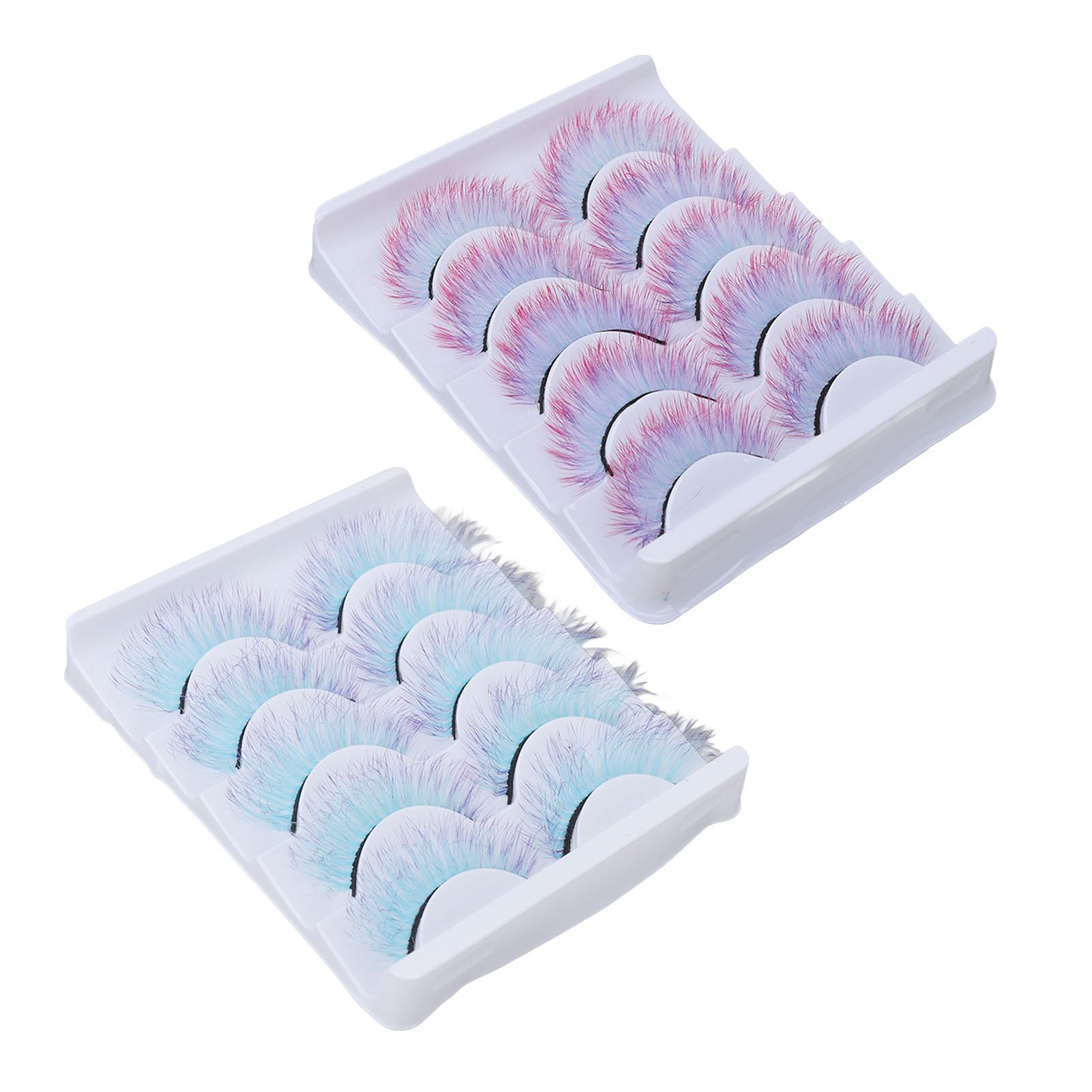 

5pcs Colorful Eyelashes Dramatic Gradient Color False Eyelashes Fluffy 3D Curling Fake Eyelashes