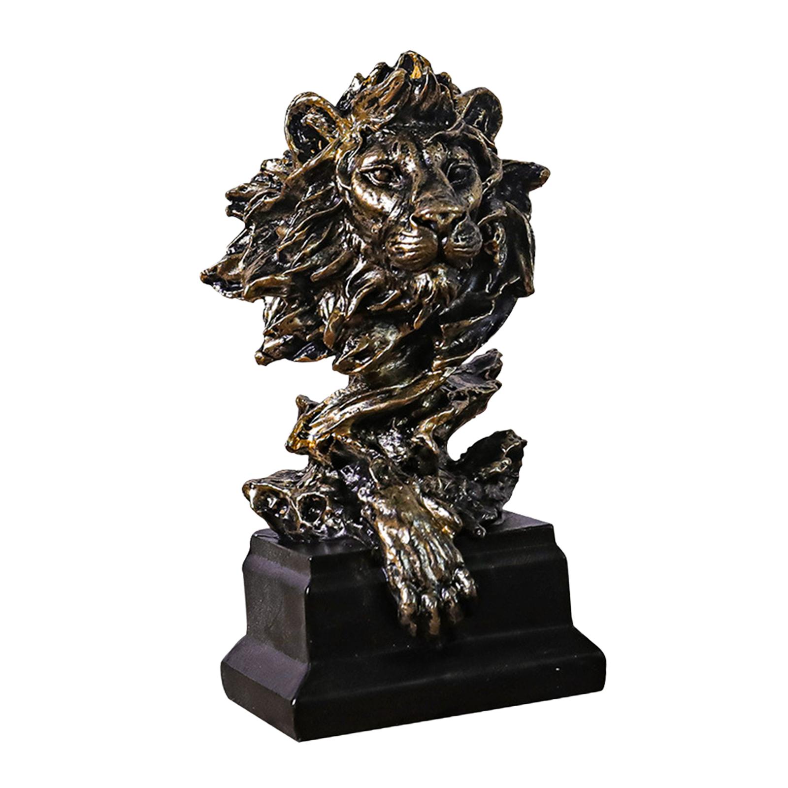 Статуэтка из смолы «Голова льва», коллекция, статуэтка льва, декоративное настольное украшение для гостиной, домашнего офиса, полки, спальни