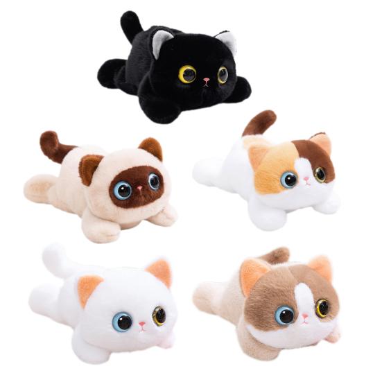 Cute Black Cat Plush Pillow Soft Siamese Kitten Stuffed Animal with PP Cotton Cuddly Bedroom Decor Birthday Gift for Girls Cat Lovers