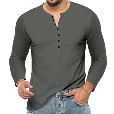 Herren Solid Pocket Button V-Ausschnitt Herbst T-Shirt Mann Weiß Schwarz Basic Top Langarm T-Shirts