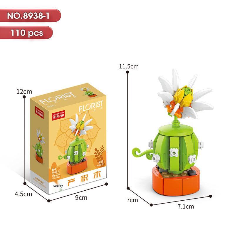 Succulent Bonsai Building Block Flowers - Compatible with Lego, Small Particle Assembly Toys for Girls