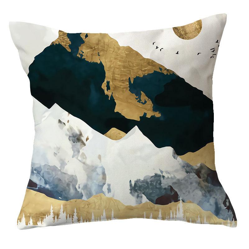 

New Blue Geometric Abstract Printed Pillow Office Waist Pillow Cover Home Textile 45 * 45 without core