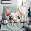 Hairless Cat Pattern Flannel Blanket, High Quality Comfortable for All Seasons, Home Decor, Warmth and Comfort, Perfect for Gifts.
