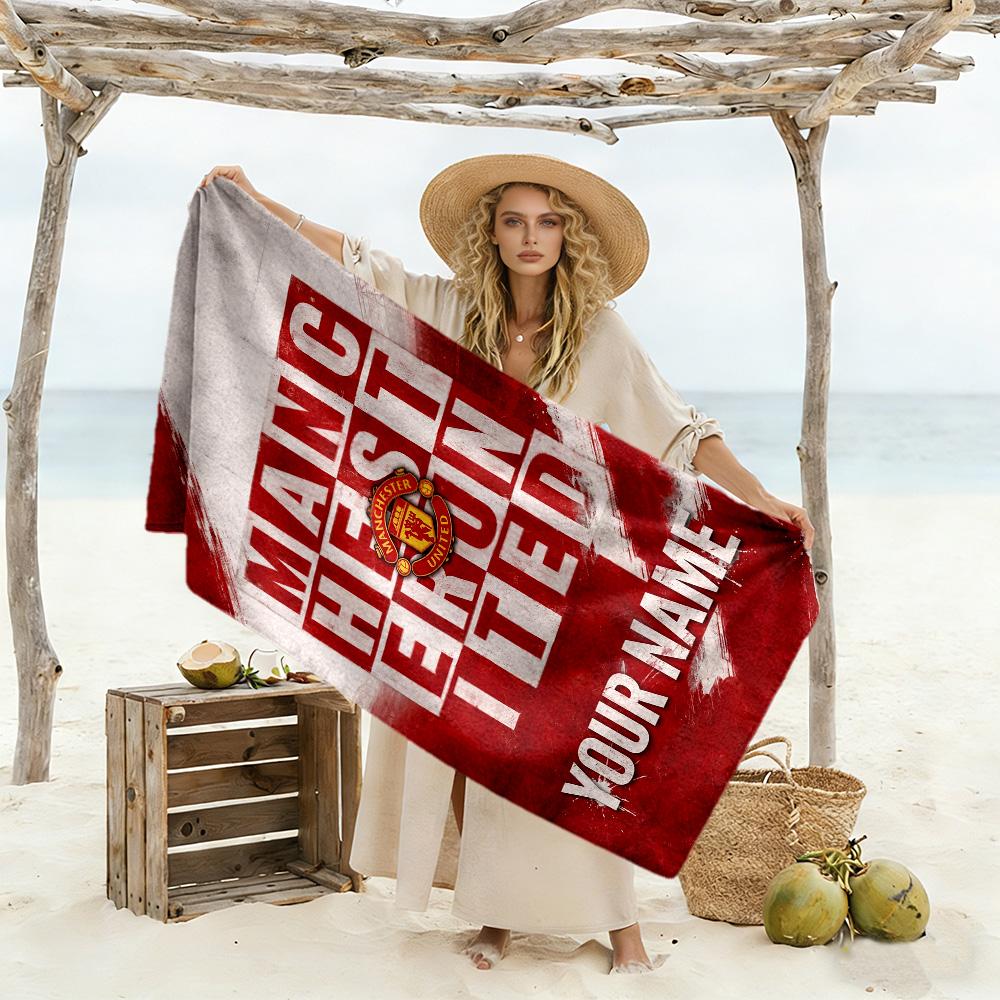 Manchester Personalized Text Beach Towel Super Soft & Absorbent Portable for SwimmingBeachCamping Travel Beach AccessoriesGym