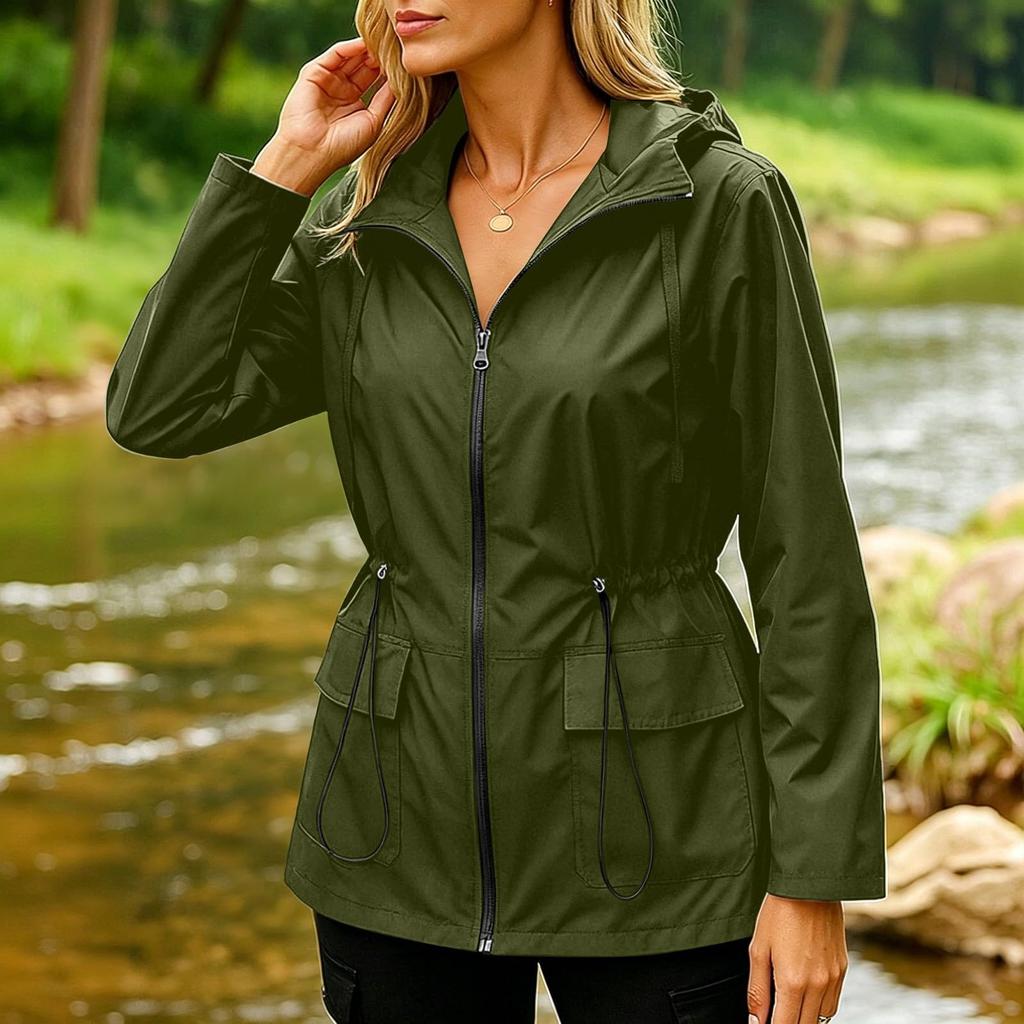Women's Windbreaker Jacket with Zipper for Outdoor Hiking and Travel