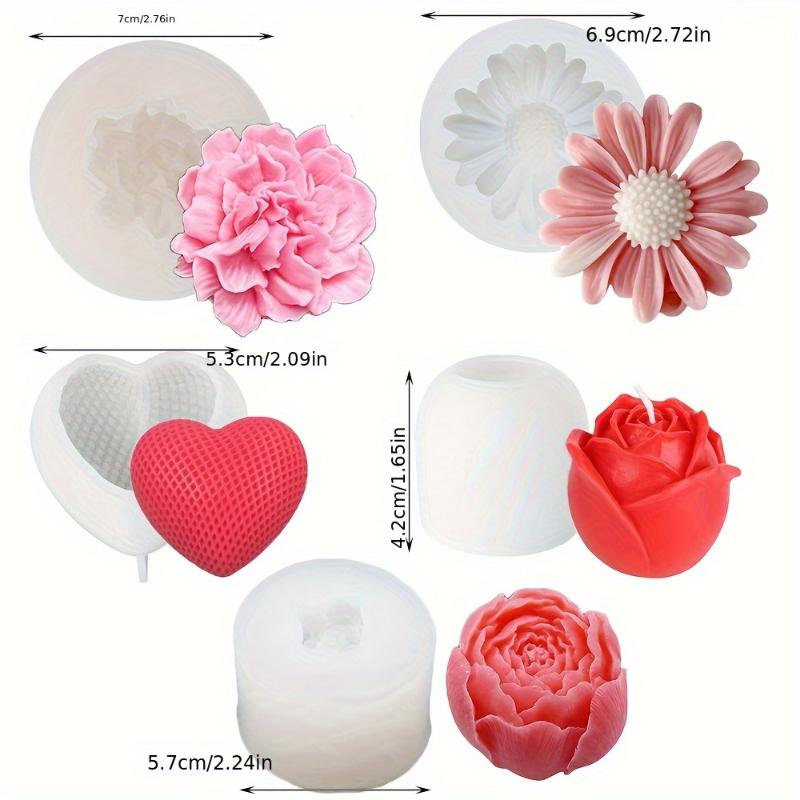 Floral Series Candle Silicone Mold Making Set, Including Rose, Daisy, Carnation and Love Flower Silicone Mold