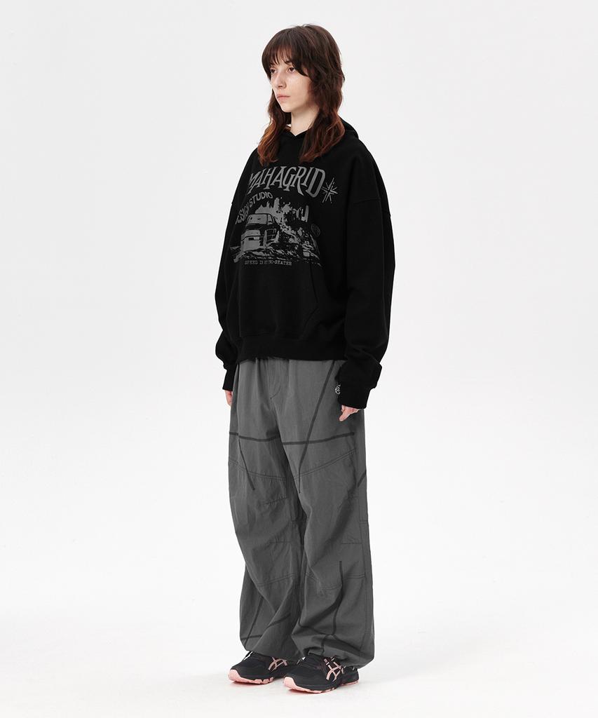 MAHAGRID Cover Stitch Parachute Pant Black(Mg2Esmpa11A)