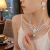 Zircon Wheat Ear Tassel Necklace and Earrings Set