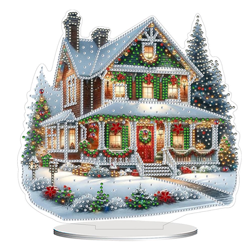 2D/Flat Xmas House DIY Diamond Painting Tabletop Ornaments Kit Table Top Diamond Painting Ornament Kits Desktop Diamond Art Kits
