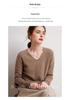 Women's 100% Pure Cashmere V-neck Sweater, Autumn Winter Long Sleeve Knit Pullover Top