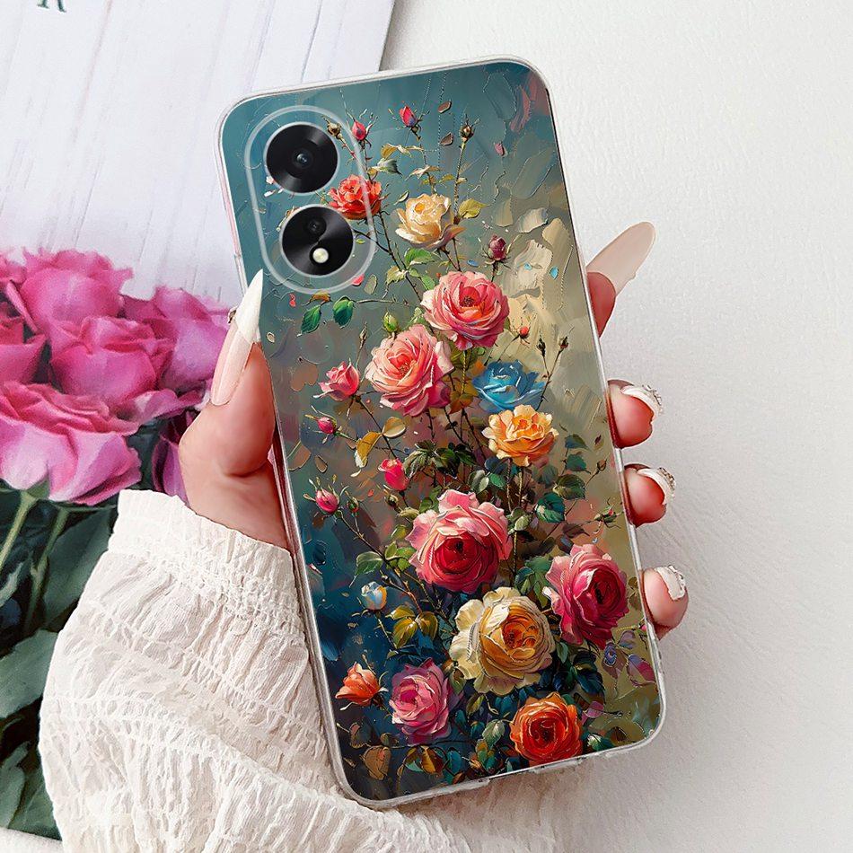 For OPPO A18 A38 CPH2579 CPH2591 Elegant Floral Butterfly Phone Case For Oppo A18 A38 4G Soft Silicone TPU Cases