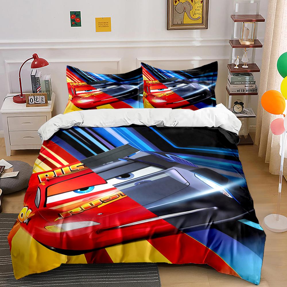 "Cars Themed Bedding Set with Lightning Design" Bedding Set (1 Duvet Cover, 2 Pillowcases, Duvet Not Included)