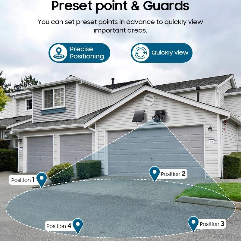 12X Zoom 4G LTE Solar Security Camera 8MP Night Vision Dual-Lens Outdoor WiFi Solar Battery Camera PIR Human Detection