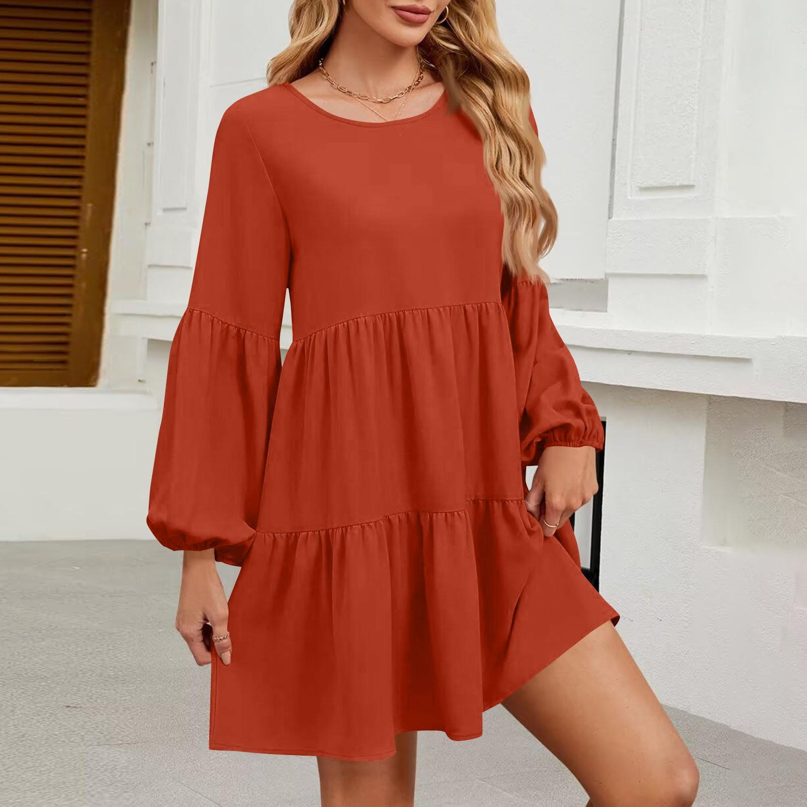 

Модное однотонное свободное платье для женщин XL красный