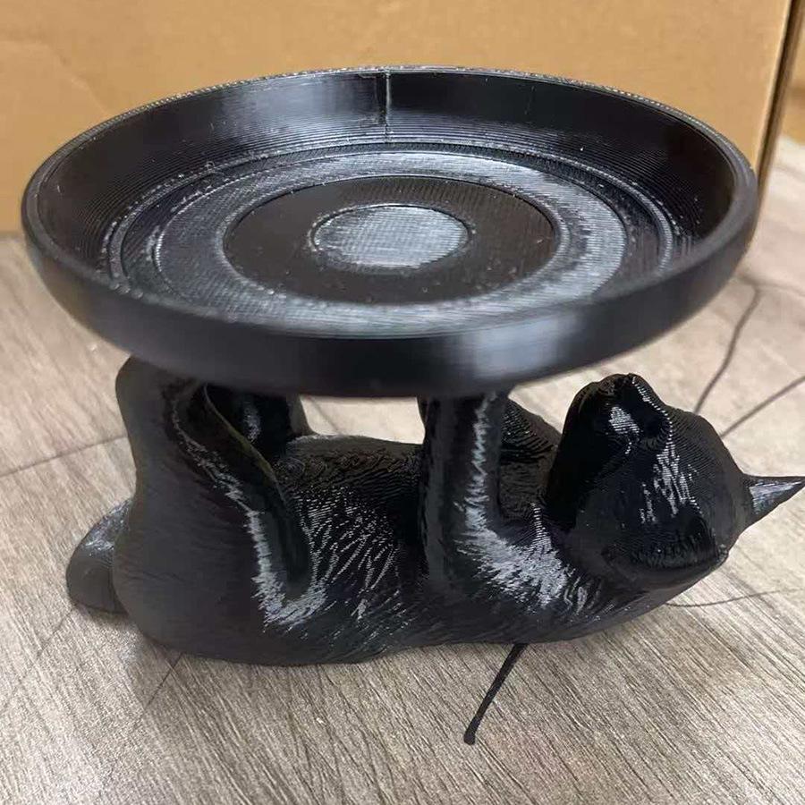 3D Printed Fun Cat Jewelry Tray: Desktop Storage Organizer & Animal Ornament for Home Use