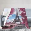 Eiffel Tower Flannel Throw Blanket Paris French Romantic Theme Blanket for Sofa Bed Car Travel Gift Lightweight Warm Super Soft
