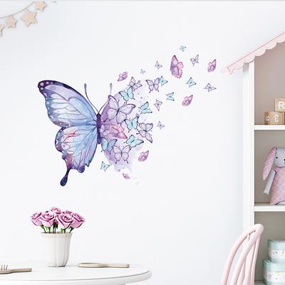 Lila Schmetterling Wandaufkleber für Schlafzimmer Wohnzimmer Dekoration Mädchenzimmer Wandtattoos Abnehmbare Tapete PVC Wandbilder