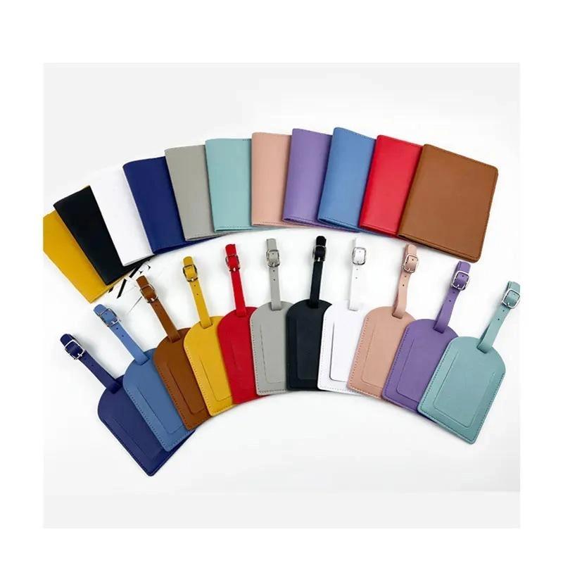 Travel Pu Passport Cover Luggage Tags Wedding Party Bussiness Gift Ticket Holder Passport Holder Case Travel Accessories Set