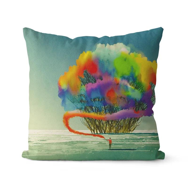 Color Intrigue Dragon Boat Balloon Printed Soft Square Pillowslip Polyester Cushion Cover Pillowcase Living Room Home Decor