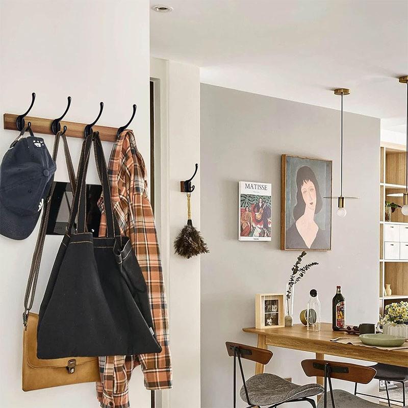 For Hook Coat Wall Zinc Metal Alloy Racks Double Hooks High Load Durable Bearing