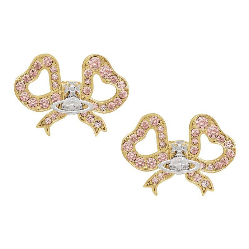 Vivienne Westwood Saturn Bow Retro Exquisite Brass Earrings Women earrings 6201037J-02R991 Basic Packaging+Dust Bag+Box,Gold