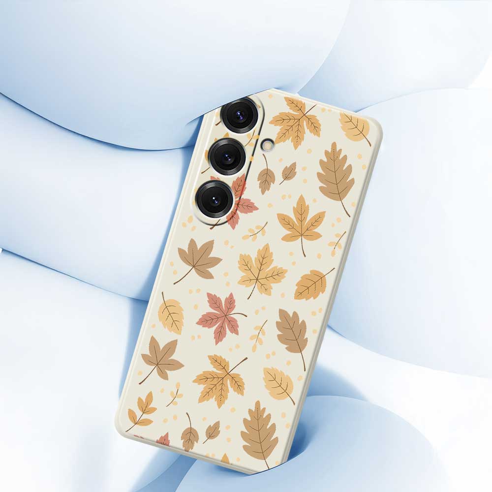 For Samsung Galaxy S25 Case Leaves Pattern Printing Straight Edge TPU Phone Back Cover