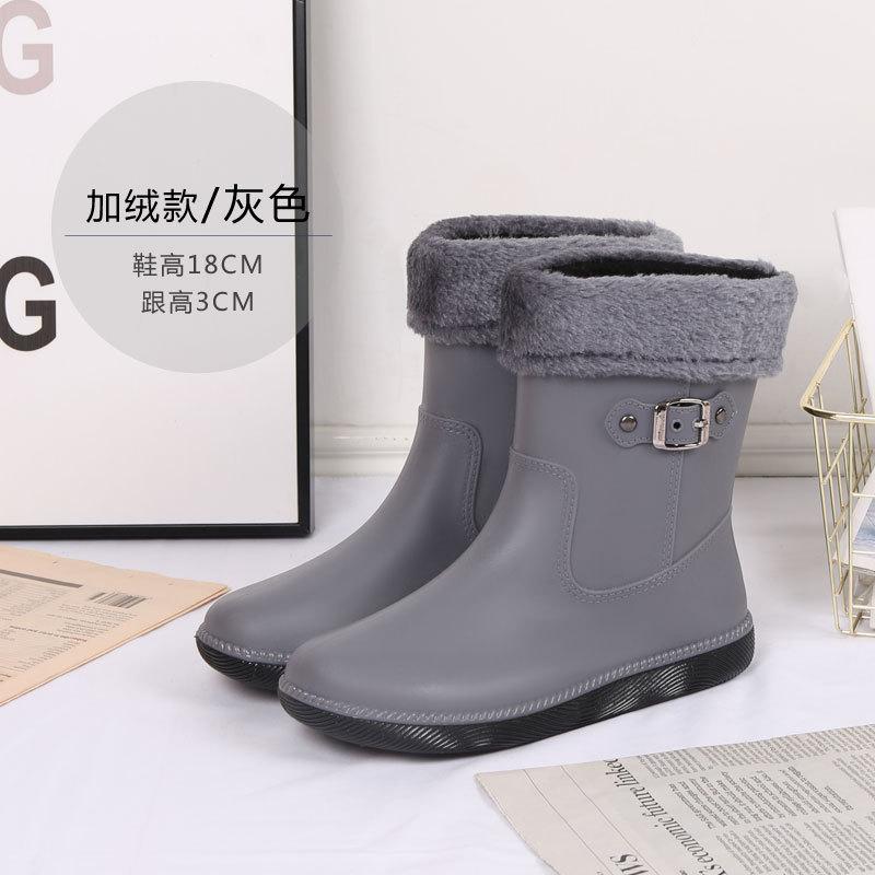 Water Shoes Medium Tube Rain Shoes Middle-aged Women Plus Lint Fashion Girls Water Glue Shoes Water Boots Rain Boots Women