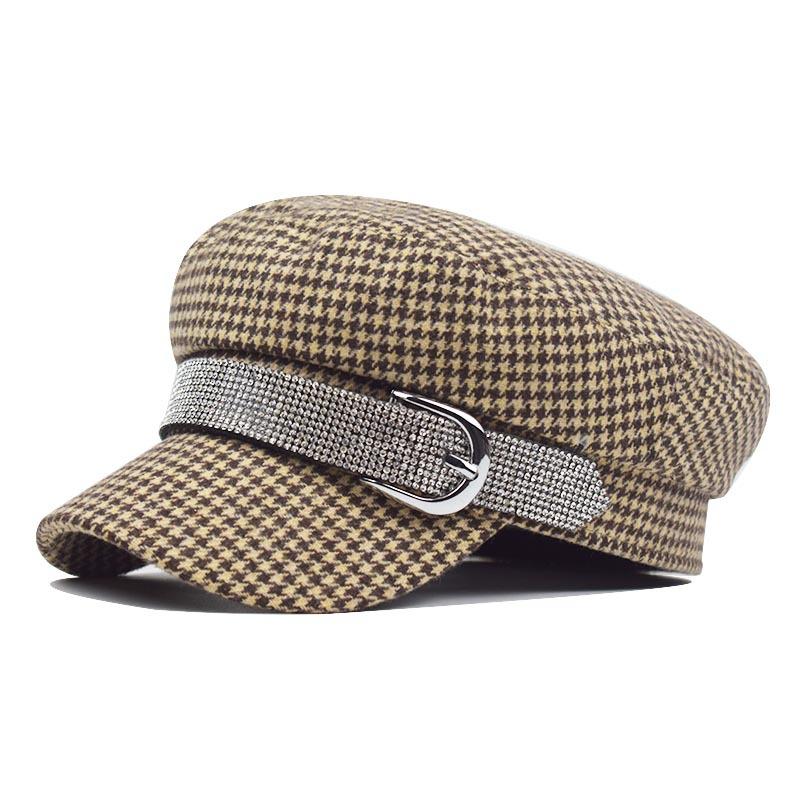 Women's Vintage Octagonal Beret, Newsboy Hat, Casual Imitation Woolen, Plaid, New Fashion, 2024