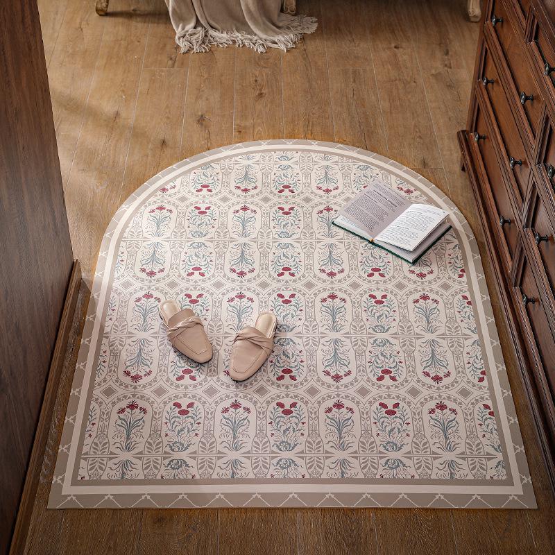 

Скандинавский Легкий Роскошный Кожаный Нескользящий Цветочный Входной Коврик 50*80cm [Leather Washable]