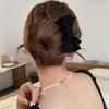 1Pc Fashion Women's Bow U-Shaped Hair Clip Suitable for Girl Daily Wear Accessory Elegant Black Boutique Hairpin Hair Accessory