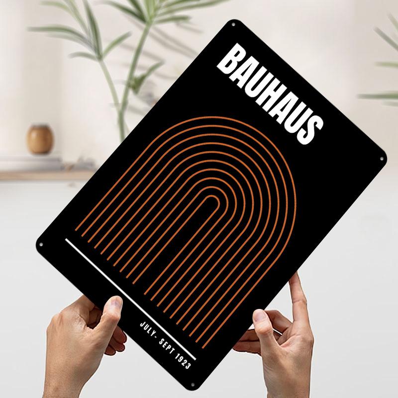 Bauhaus Bogen Zinnblech Plakette Poster Personalisierte Wandkunst Retro Vintage Metallschilder für Man Cave Mancave Dekoration Zimmer Büro Dekor