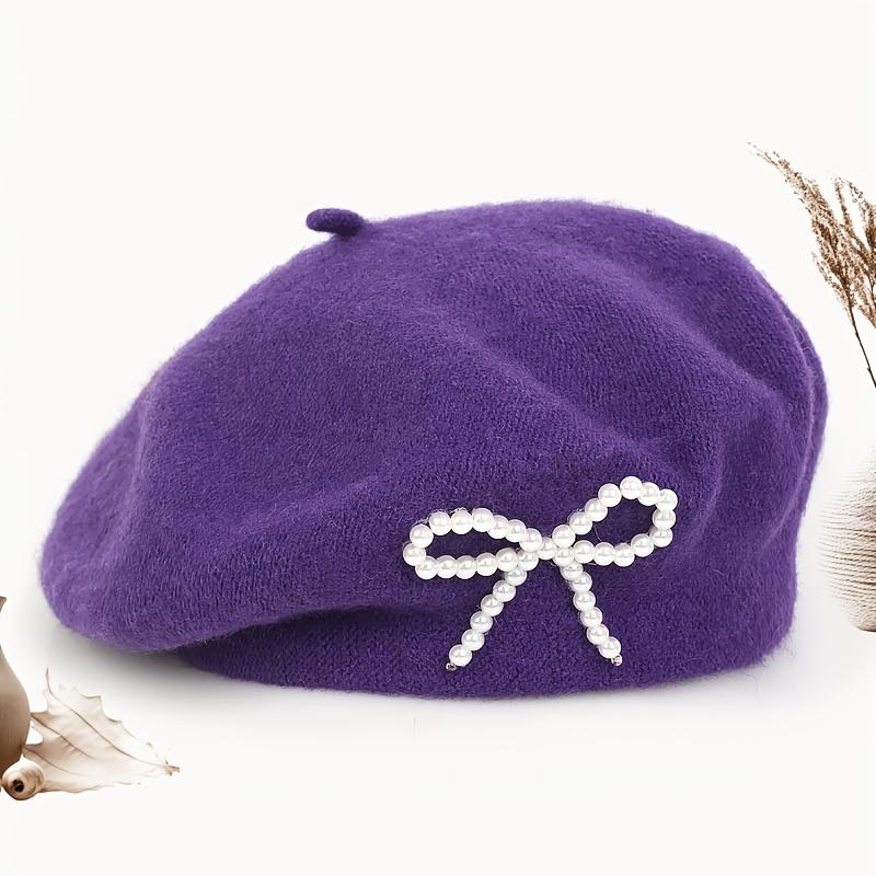 1pc Solid Color Women's New Bow Wool Beret, Suitable for Daily Use, Available in Multiple Colors