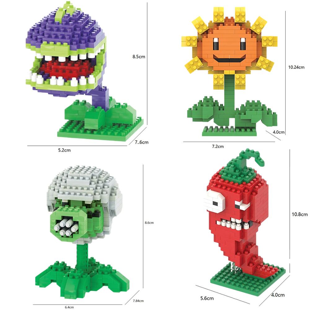 16 Stili Plants vs Zombies 2 Blocchi Saggezza Bambino Giocattolo Figura Girasole Sparasemi Ciliegio Testa di Ciliegio Zombie Gioco Regalo per Bambini